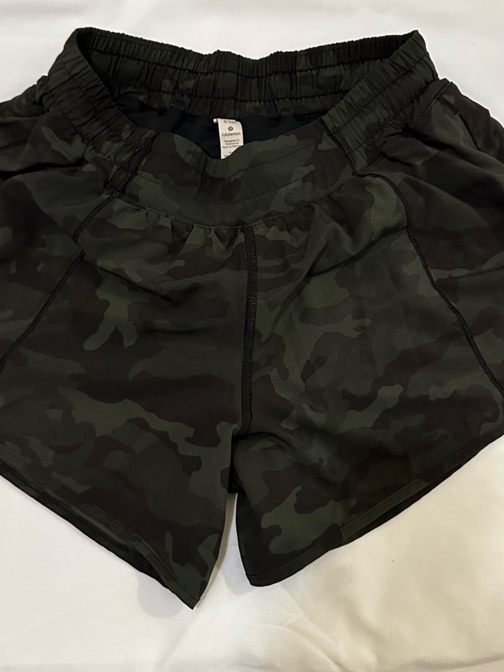 Women’s Lululemon Camo Athletic Shorts - Dark Green
